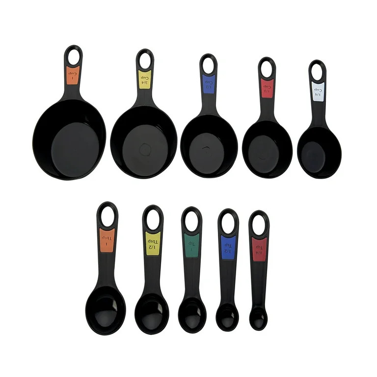 Farberware Professional 10 Piece Plastic Nesting Measuring Cup and Spoon Set Black | Walmart (US)