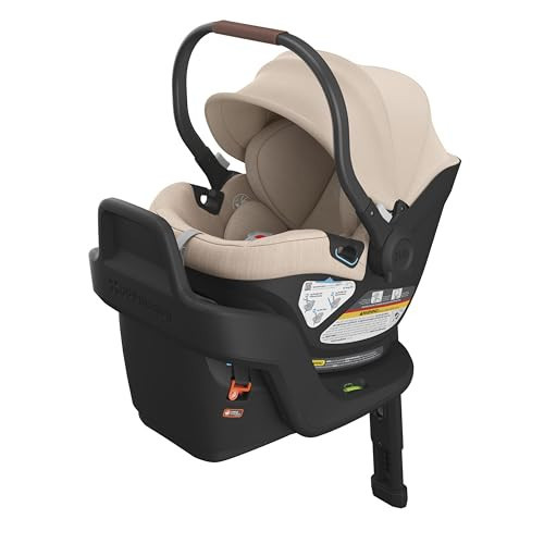 UPPAbaby Aria Lightweight Infant Car Seat/Just Under 6 lbs for Easy Portability/Base with Load Leg + Infant Insert Included/Direct Stroller Attachment/Declan (Oat Mélange/Chestnut Leather) | Amazon (US)