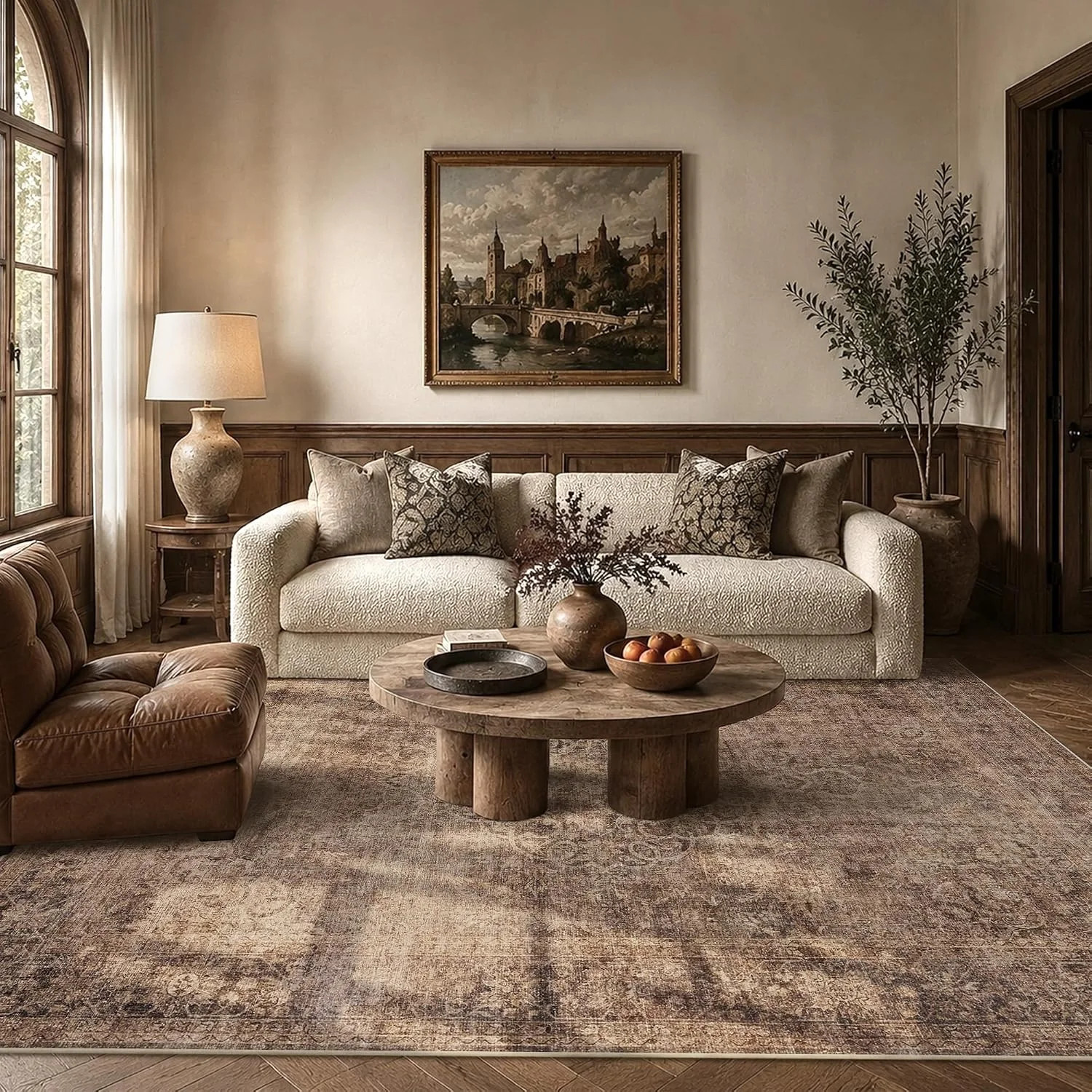 Washable Non-Slip Low Pile Rug - Vintage Style, Stain Resistant Soft Carpet | Wayfair North America