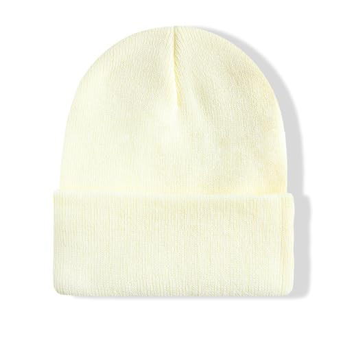NPJY Unisex Beanie for Men and Women Knit Hat Winter Beanies Beige | Amazon (US)