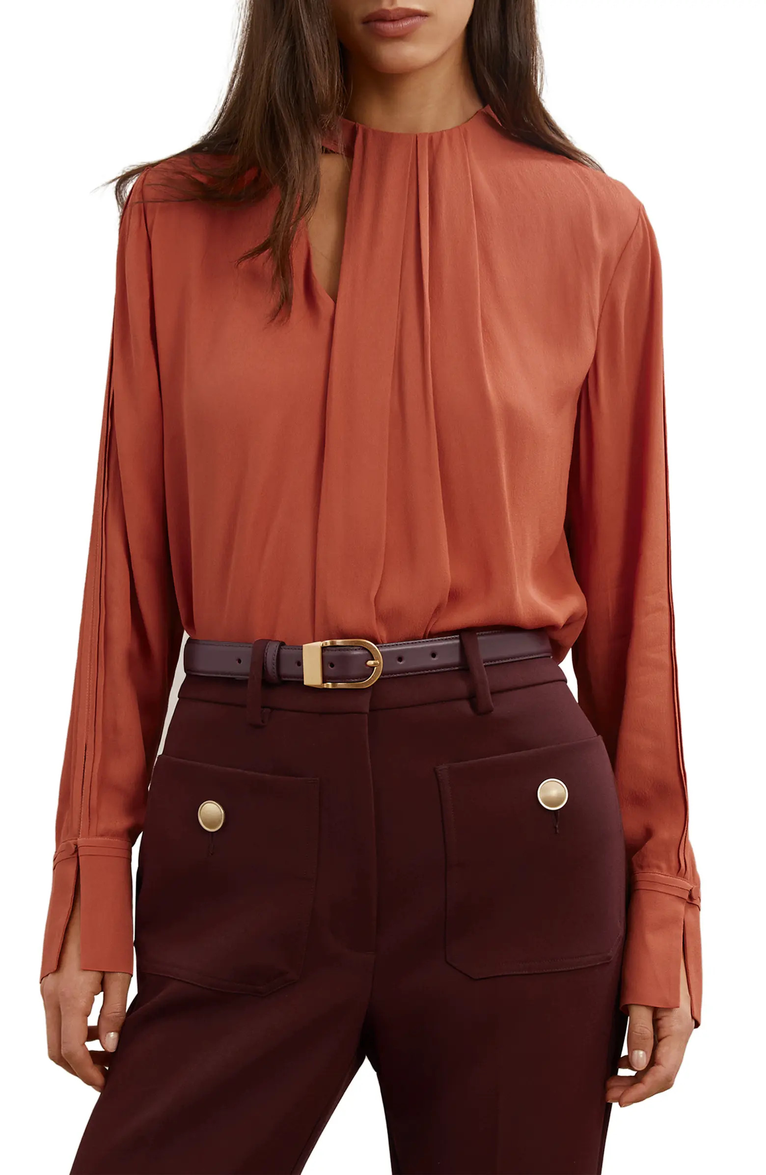 Marta Drape Cutout Crepe Top | Nordstrom