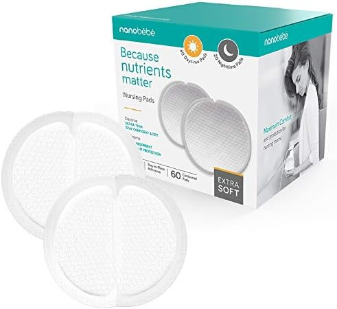 Nanobébé Disposable Nursing Pads – 40 Days and 20 Nights Ultra Thin & Extra Absorbent Vented Leak Pr | Amazon (US)