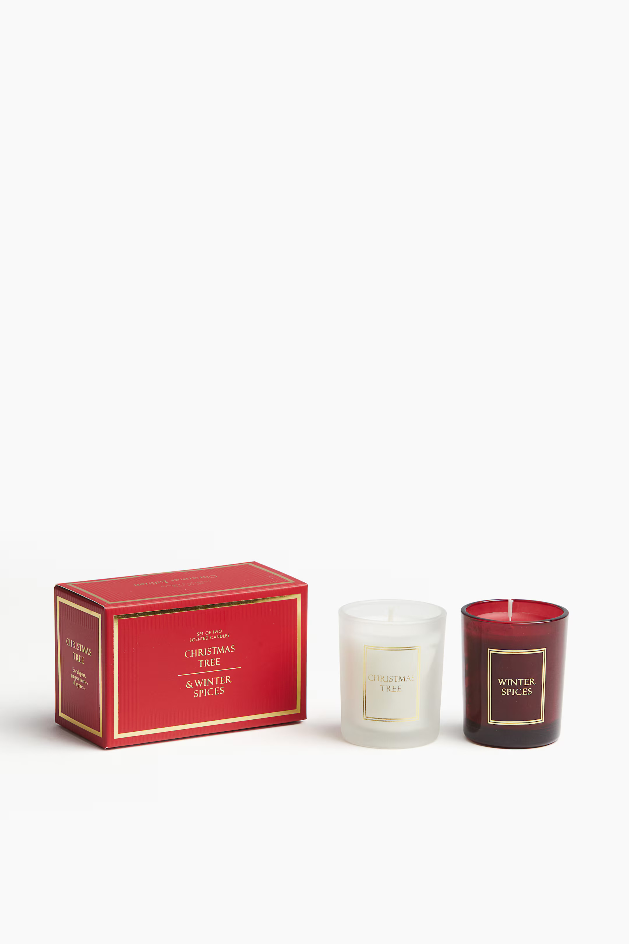 2er-Pack Duftkerzen klein - Dunkelrot/Weihnachtsbaum - Home All | H&M AT | H&M (DE, AT, CH, NL, FI)