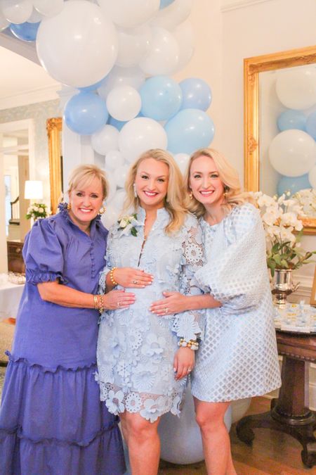 Baby boy shower outfits! Sister’s dress is last year from Hill House, but still linking the sold out listing. My earring are Gaby & Grace, and wearing a size medium in the J. Marie dress at 30 weeks pregnant - it’s roomy!

#LTKSeasonal #LTKparties