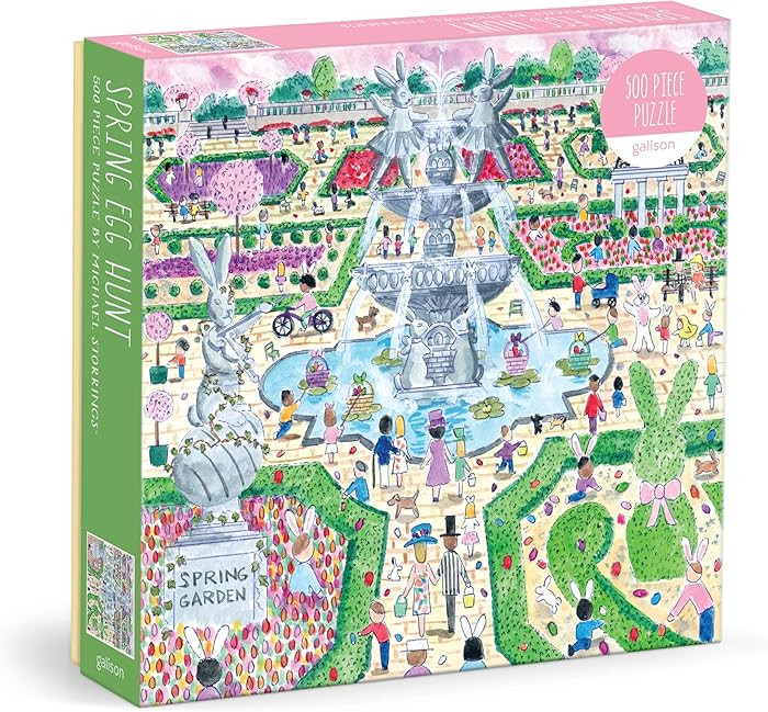 Galison Spring Egg Hunt \u2013 500 Piece Michael Storrings Jigsaw Puzzle Featuring Beautiful Artw... | Amazon (US)