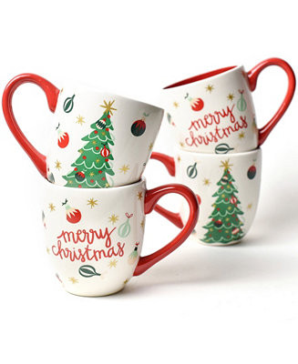 Coton Colors Vintage-Like Trimmed Tree Mug Set of 4, Service for 4 - Macy's | Macy's