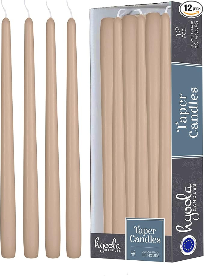 12 Pack Tall Taper Candles - 12 Inch Sahara Beige Dripless, Unscented Dinner Candle - Paraffin Wa... | Amazon (US)