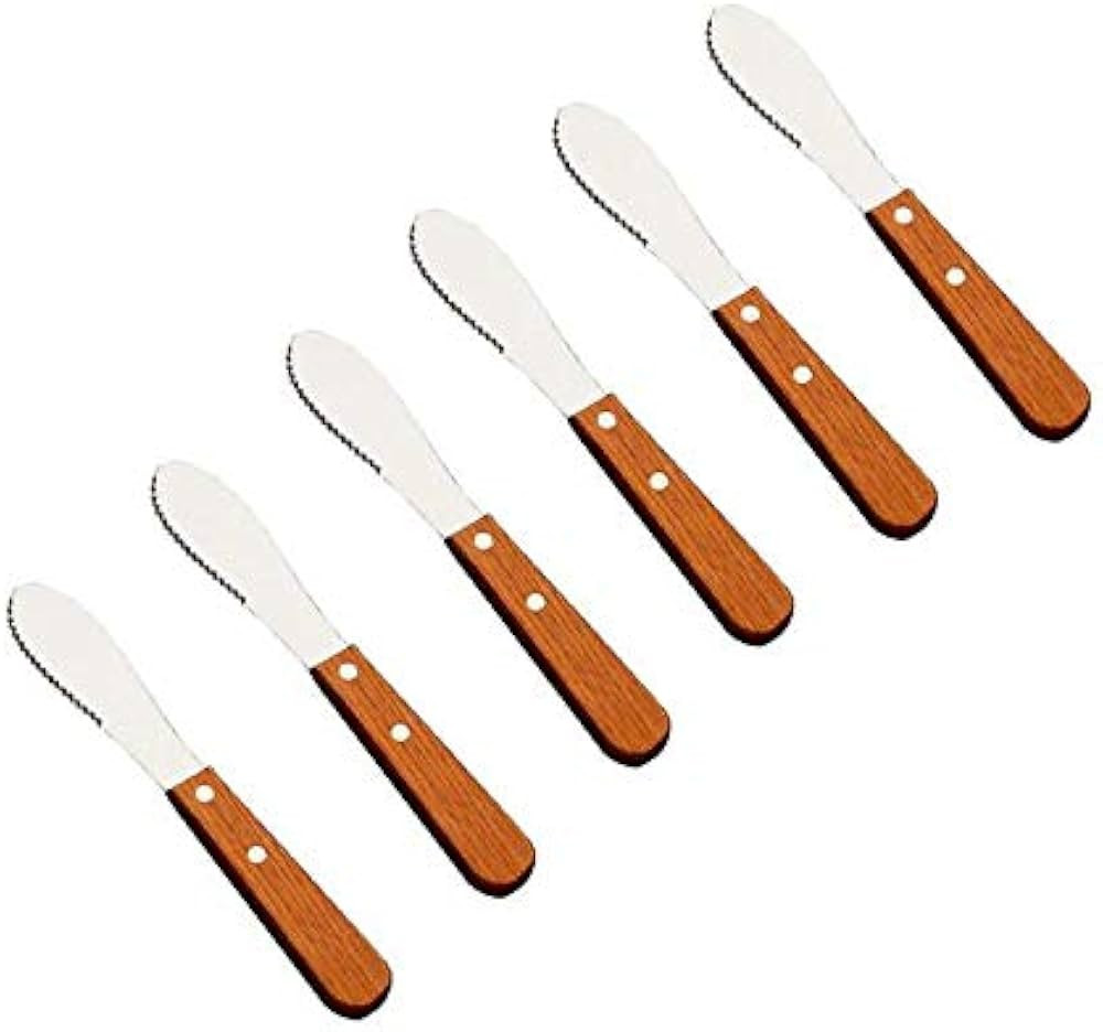Mengbaobao Stainless Steel Butter Knives Set of 6 Wood Handle Butter Spreader Server for Breakfas... | Amazon (US)
