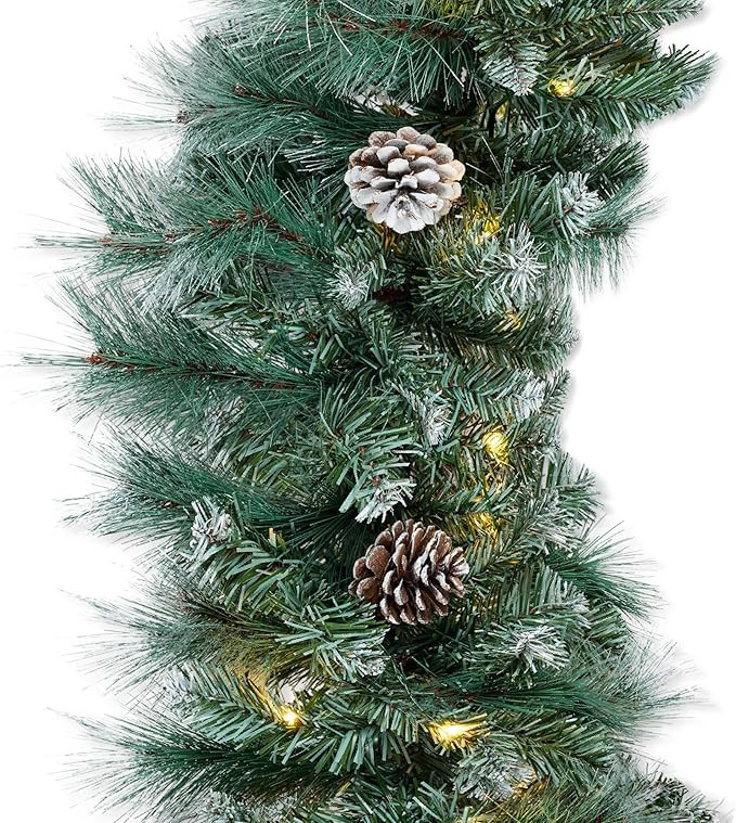 Best Choice Products 9ft Pre-Lit Christmas Garland Holiday Décor for Stairs, Mantel, w/Pine Cone... | Amazon (US)