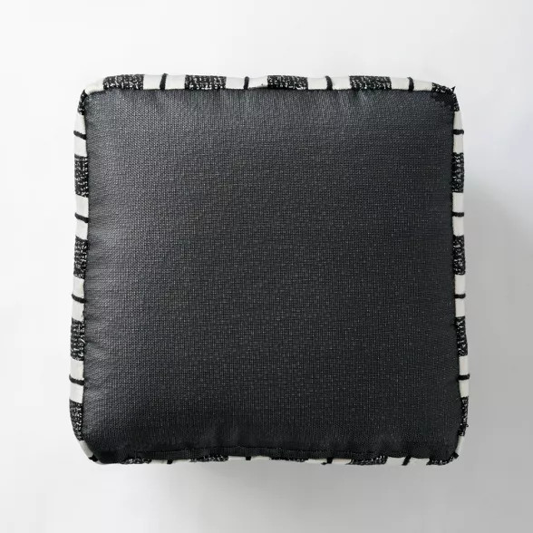 Bold Stripe Outdoor Floor Cushion Black/White - Hearth & Hand™ with Magnolia | Target