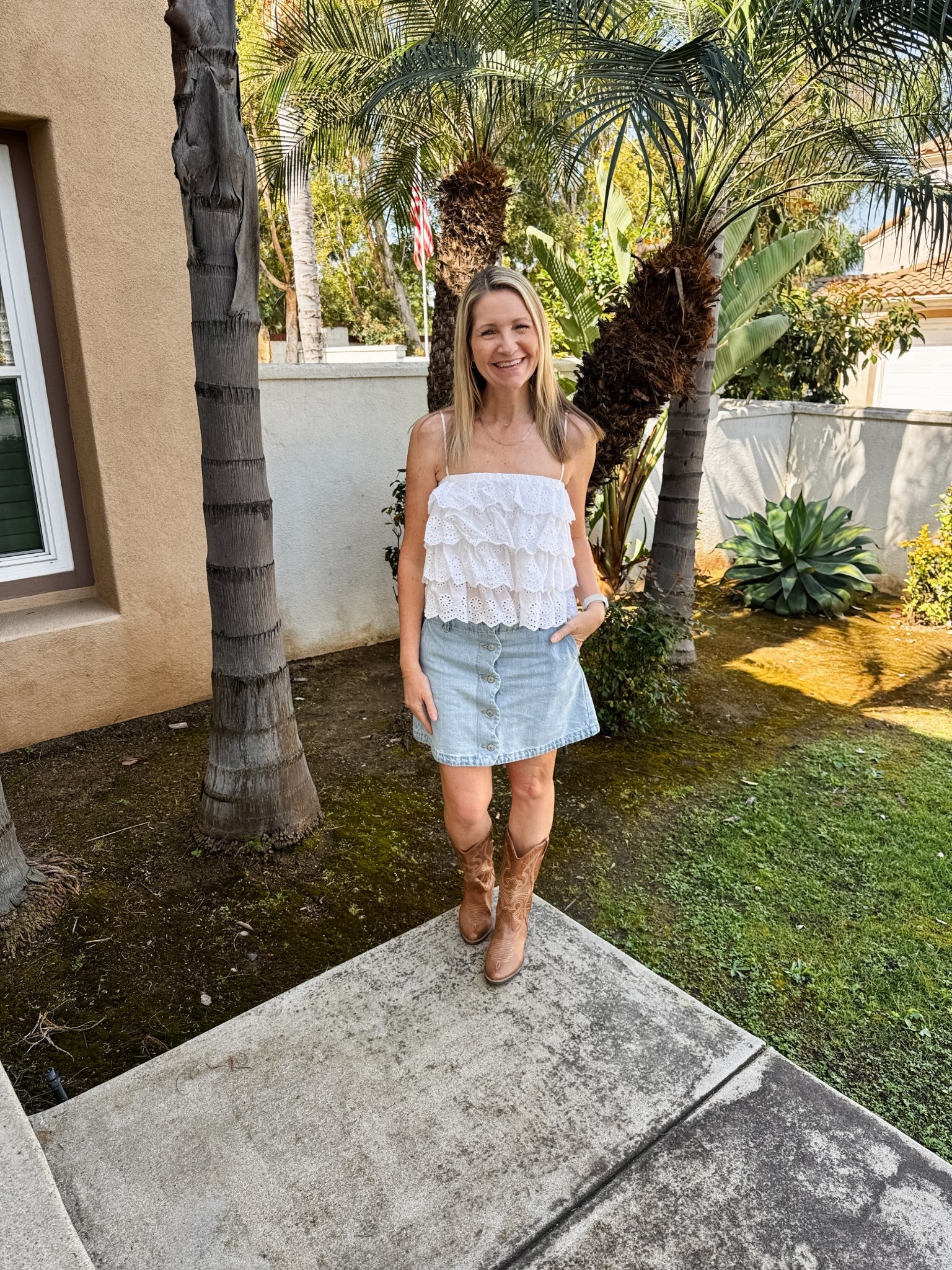 I don’t have any country concerts planned yet this year but last year I ordered so many with no success. I recently grabbed this Old Navy skirt and it is perfect. The scalloped detail in the front is so cute and the a-line style makes it not tight and actually comfortable. It comes in this light wash and a dark option. 

My western boots from last year are still in stock and on sale. My tiered ruffle tank is old but I linked a similar option. 

#LTKFestival #LTKSaleAlert #LTKSeasonal
