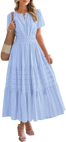 chouyatou Women's Casual Long Sleeve Button Down Loose Striped Cotton Maxi Shirt Dress | Amazon (US)