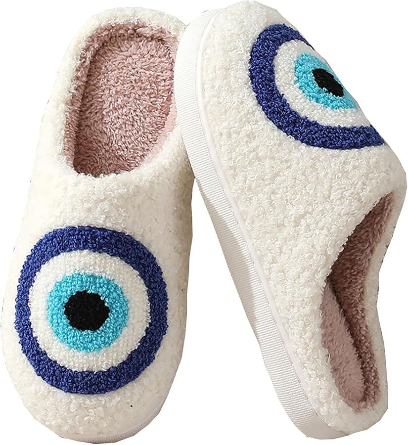 Women's Men's Plush Heart Love Slippers Evil Eye Blue Eyes Slippers Mushroom Slippers Cat Slipper... | Amazon (US)