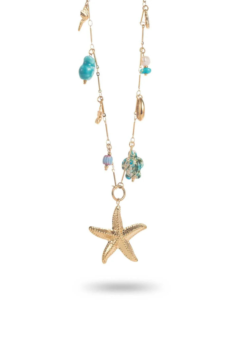 Long Multi Charm Star Chain Necklace | outdazl