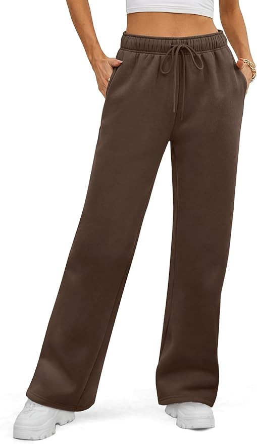 ATHMILE Womens Sweatpants 2025 Fall Baggy Wide Leg Sweatpant Fleece Lined Straight Leg Sweat Pant... | Amazon (US)