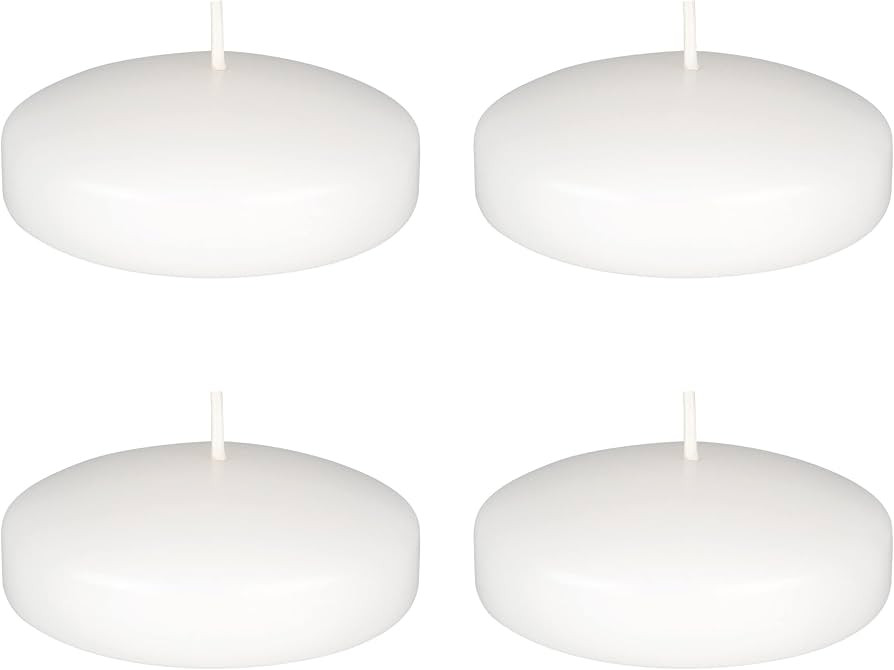 Mega Candles 4 pcs Unscented White Floating Disc Candle, Hand Poured Paraffin Wax Candles 3 Inch ... | Amazon (US)