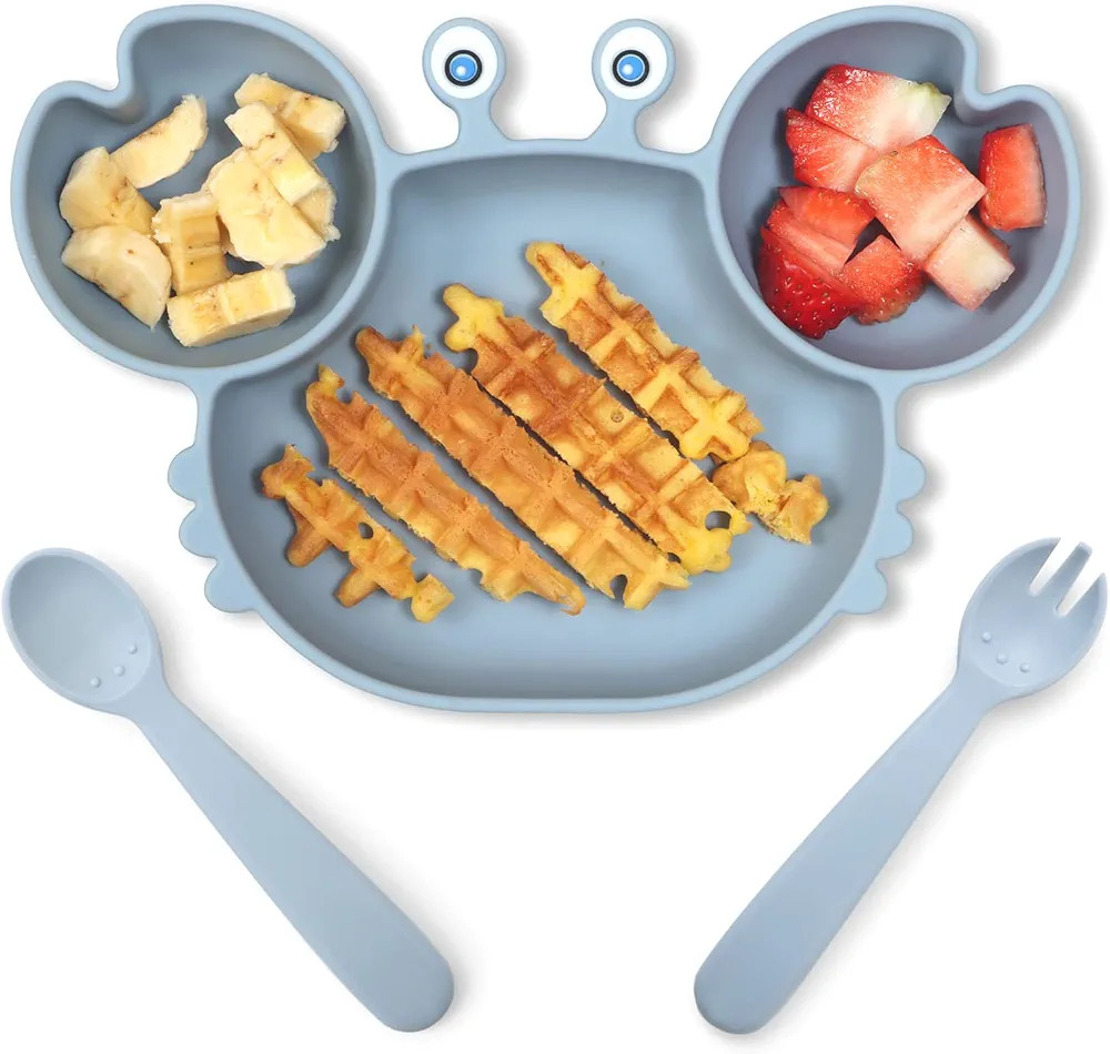ROCCED [Upgraded] Suction Plates for Baby, Silicone Plates with Suction Divided, Baby Spoon Fork ... | Amazon (US)