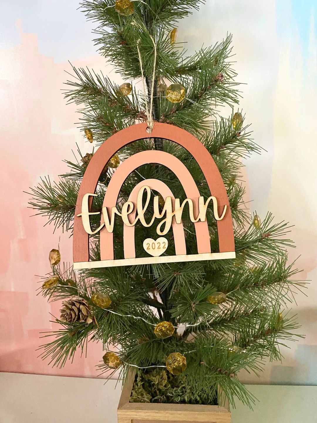 Boho Christmas Ornaments Personalized Rainbow Ornament With - Etsy | Etsy (US)