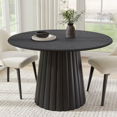 Dovelina Round Dining Table Mid-Century kitchen Table with Designer Table Base for 4 People - 46", Black | Target