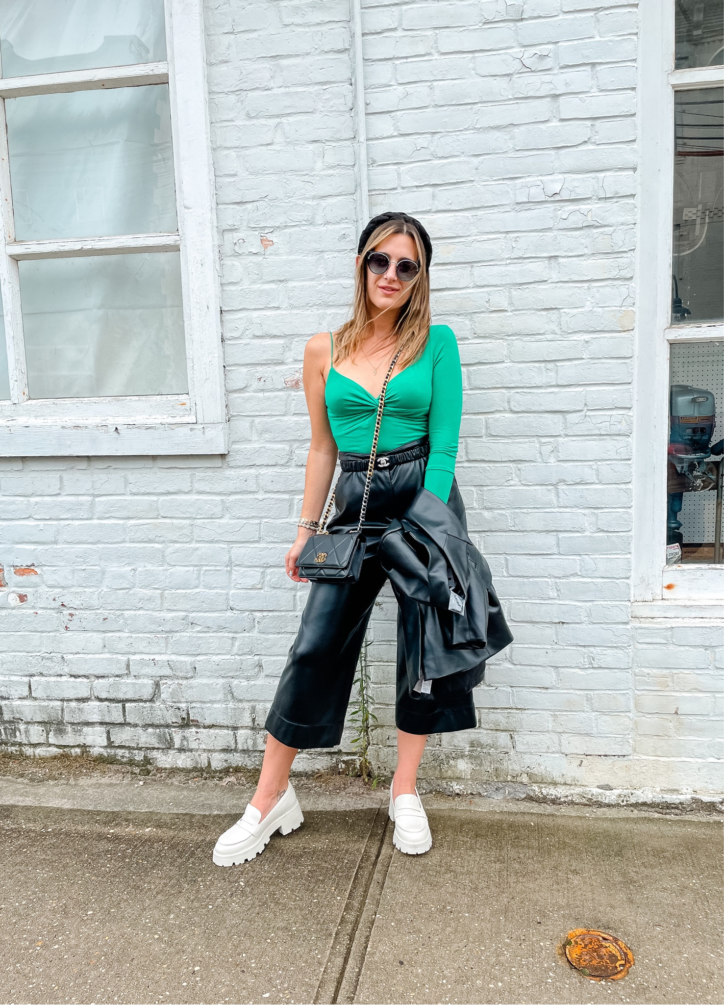 A pop of green…
-
And some leather pants… all a yes! This new bodysuit from @revolve fits great and is fun to style! Very edgy. I am also wearing a size small. I also paired it with my new white loafers that are a MUST!
-
You can shop it all here:
-


#LTKshoecrush #LTKstyletip #LTKitbag