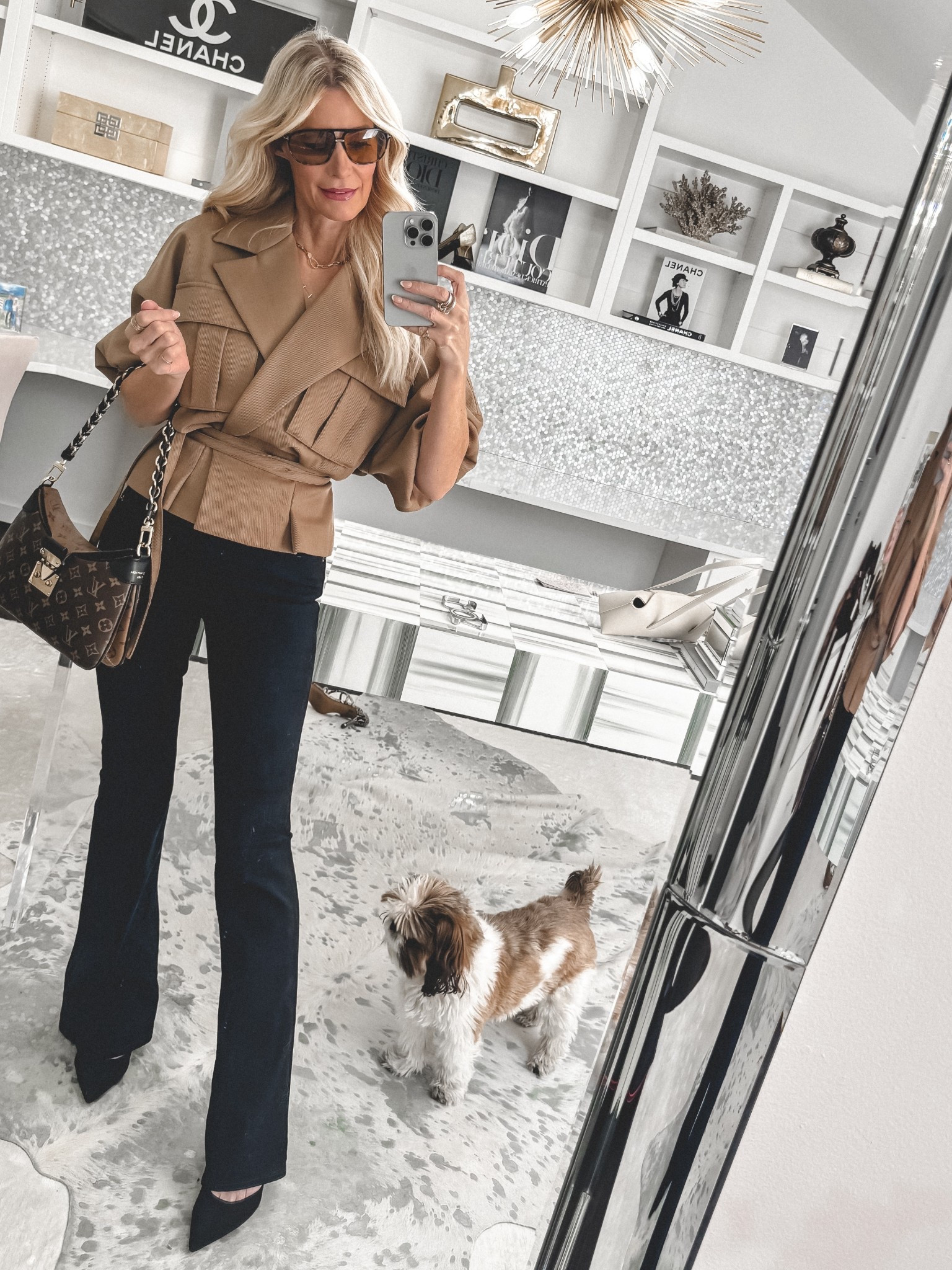 Obsessed with this full look because it works for literally everything — a casual work outfit, running errands with sneakers, or even a last-minute date night outfit with a sleek bag + bold sunglasses. The slimming skinny flare jeans + cropped trench combo is polished, flattering, and so easy to wear all season long. I’m wearing a size 24 in the jeans and they fit TTS. 

 

#LTKootd #LTKSeasonal #LTKOver40