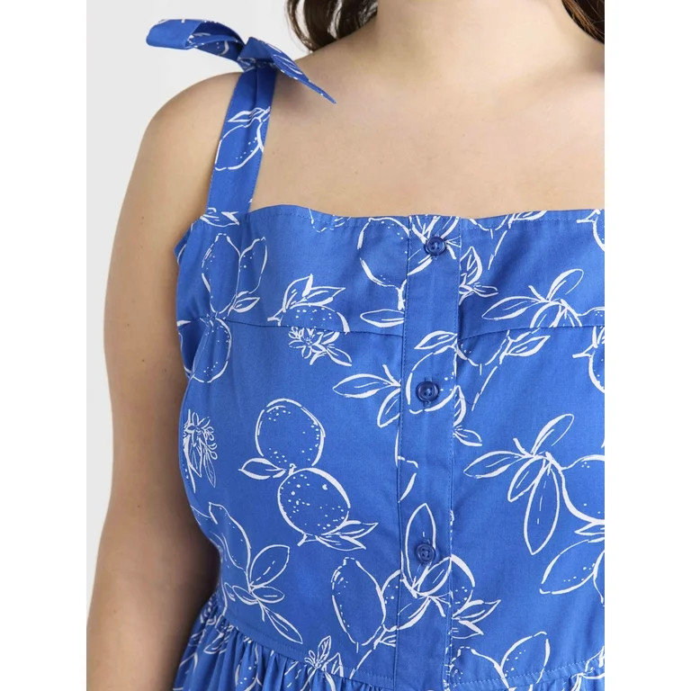 Free Assembly Women's and Women's Plus Sleeveless Cotton Midi Dress with Tie Shoulders, XS-4X - W... | Walmart (US)