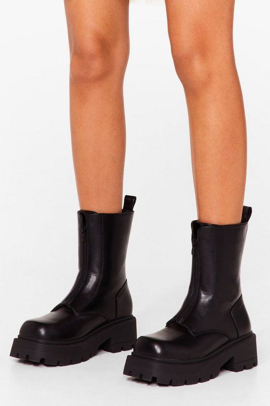 Our Heart Zips a Beat Cleated Calf High Boots | NastyGal (UK, IE)