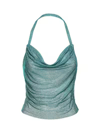 Giuseppe Di Morabito - Embellished net halter top - Light Blue | Luisaviaroma | Luisaviaroma