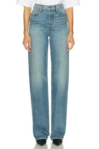 GRLFRND Brooklyn High Rise Straight in Blue | FWRD 