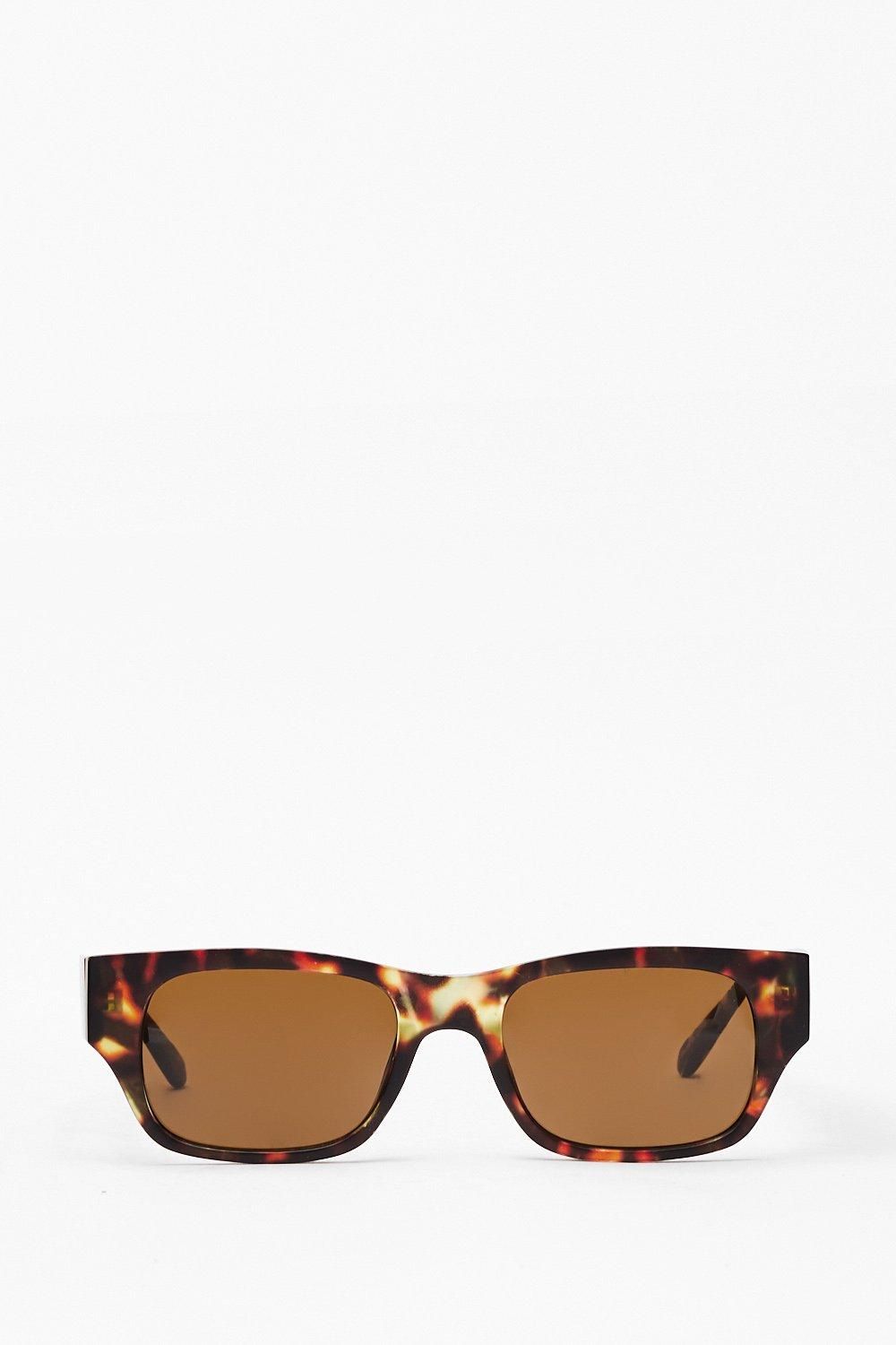 Womens Get the Lowdown Slim Rectangle Sunglasses - Brown | NastyGal (US & CA)