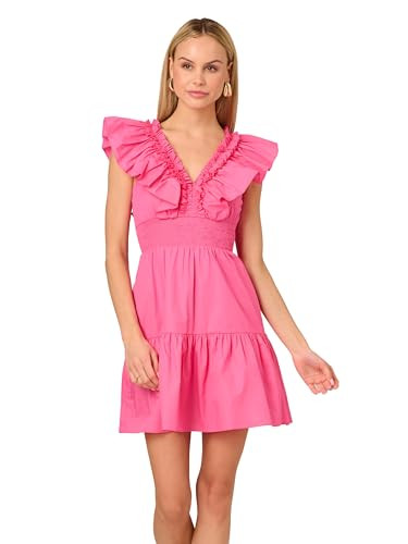 Adrianna Papell Women's Ruffle Short Dress, Magenta | Amazon (US)