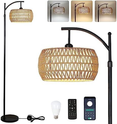 Arc Floor Lamp for Living Room with 3 Color Temperatures, Farmhouse Floor Lamps with Remote & Dim... | Amazon (US)