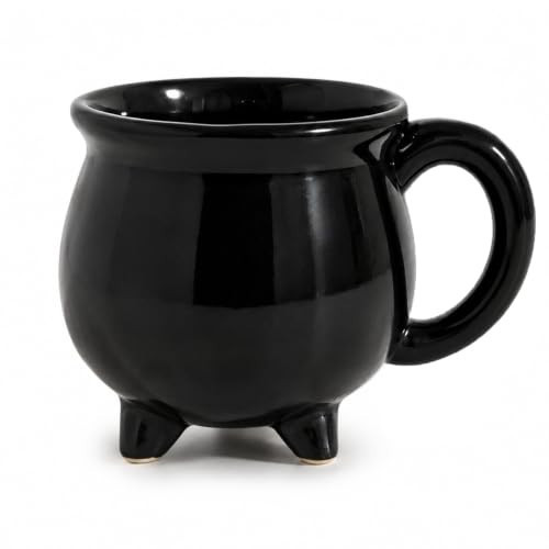 Tedercle 12 oz Black Cauldron Mug – Halloween Witch Ceramic Coffee Cup with Three-Legged Base, Witchy Drinkware for Hot Cocoa, Tea, Spooky Gothic Fall Decor | Amazon (US)