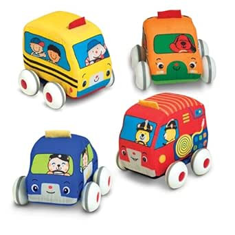 Melissa & Doug K's Kids Pull-Back Town Vehicle Set - Baby Toys Set with 4 Soft Toy Cars and Truck... | Amazon (US)