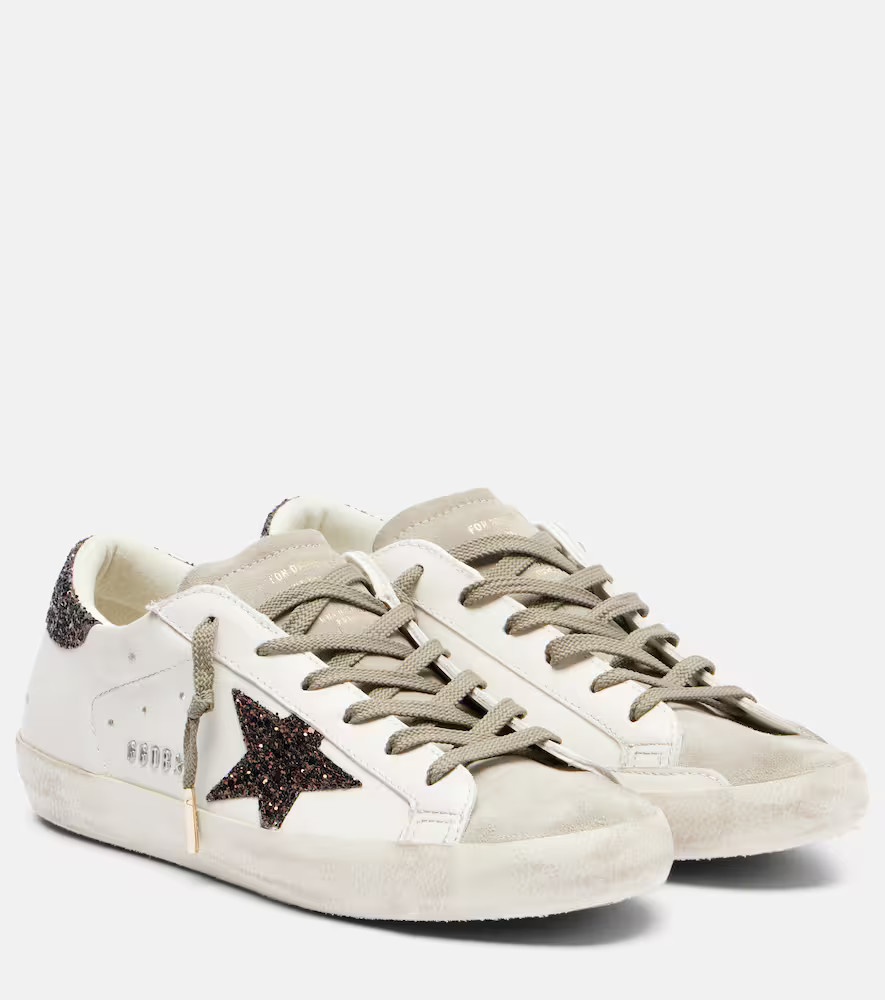 Golden Goose Super Star glitter leather sneakers | Mytheresa (US/CA)