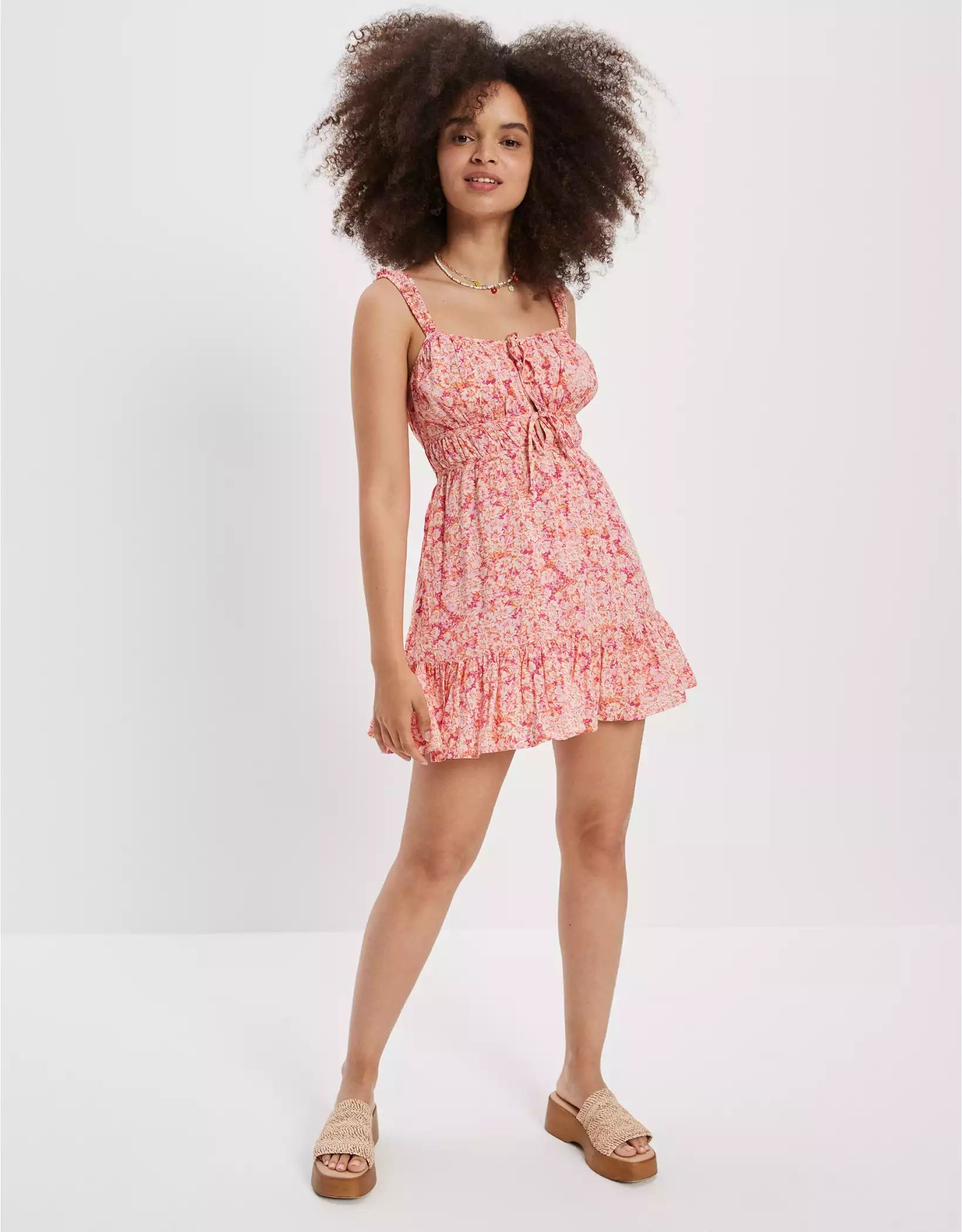 AE Silky Tie-Front Mini Dress | American Eagle Outfitters (US & CA)