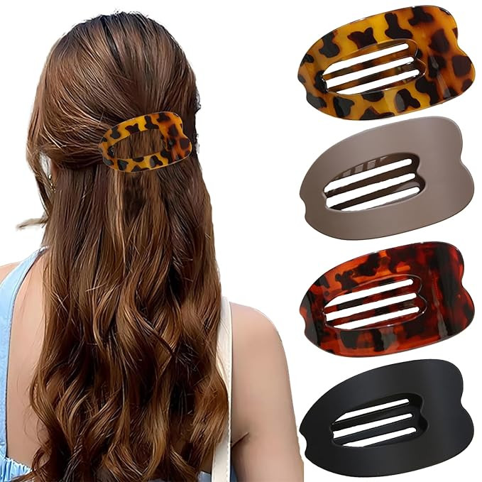 French Flat Hair Clips-4-Pack Large Matte Non-Slip Claw Hair Clips Hair Accessories,Thick or Thin... | Amazon (US)