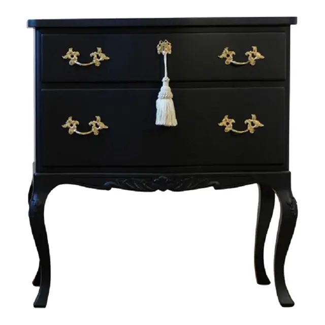 Rococo Style Chest With 2 Drawers and Modern Flat Black Finish | Chairish
