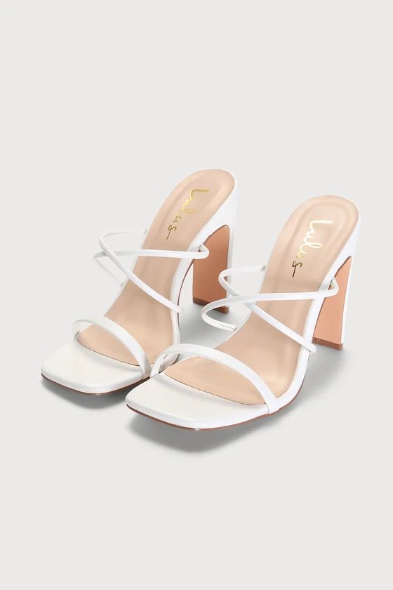 Mullane White Strappy High Heel Slide Sandals | Lulus (US)