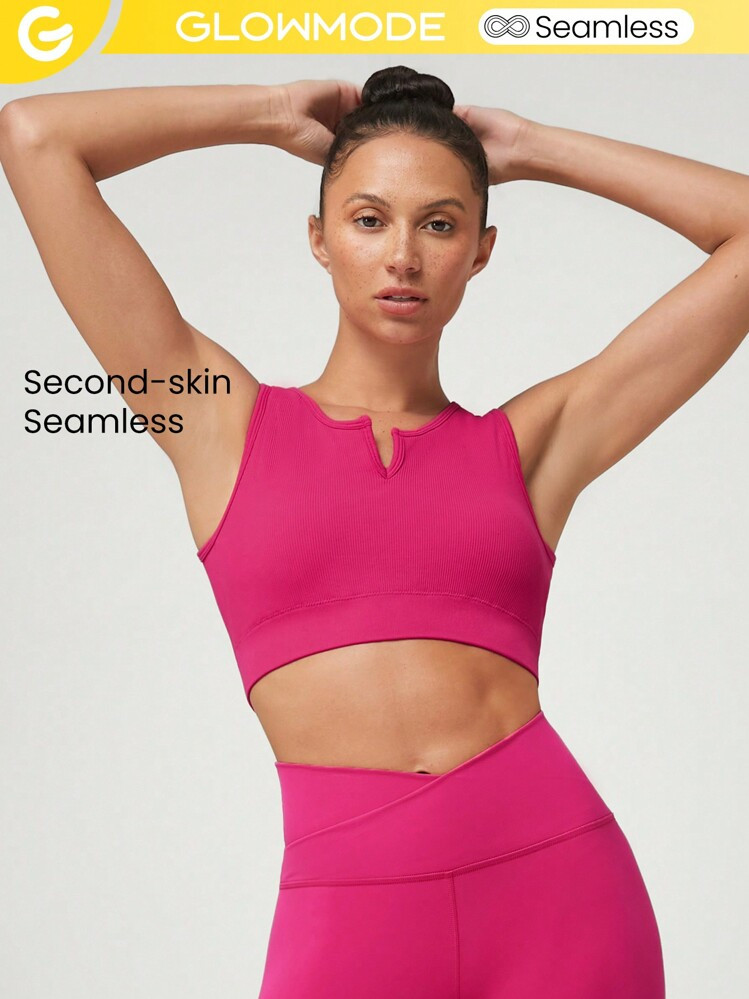 GLOWMODE Seamless Notch Sports Bra | SHEIN