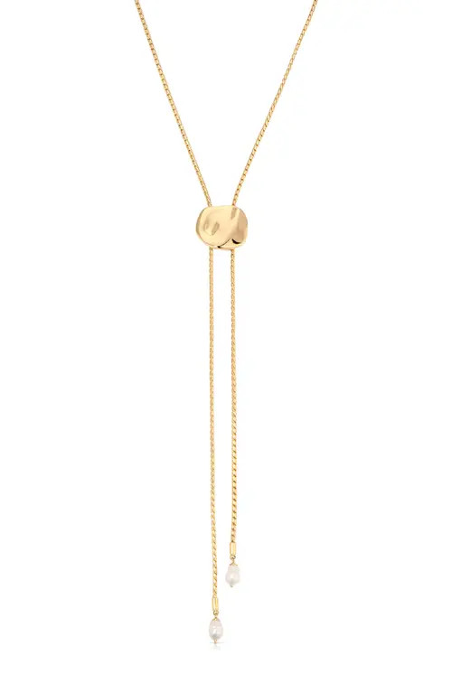 Ettika Liquit Luxe Faux Pearl Bolo Necklace in Gold at Nordstrom | Nordstrom
