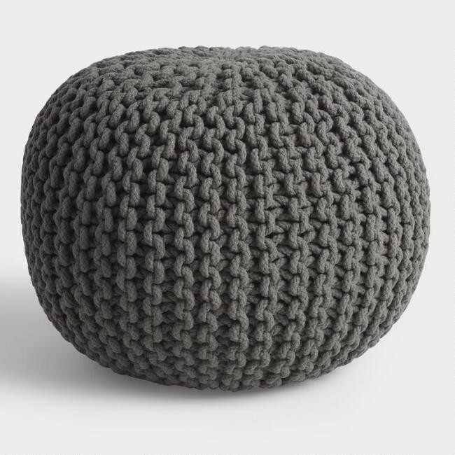 Round Gray Knit Indoor Outdoor Pouf
							var ensTmplname="Round Gray Knit Indoor Outdoor Pouf";... | World Market