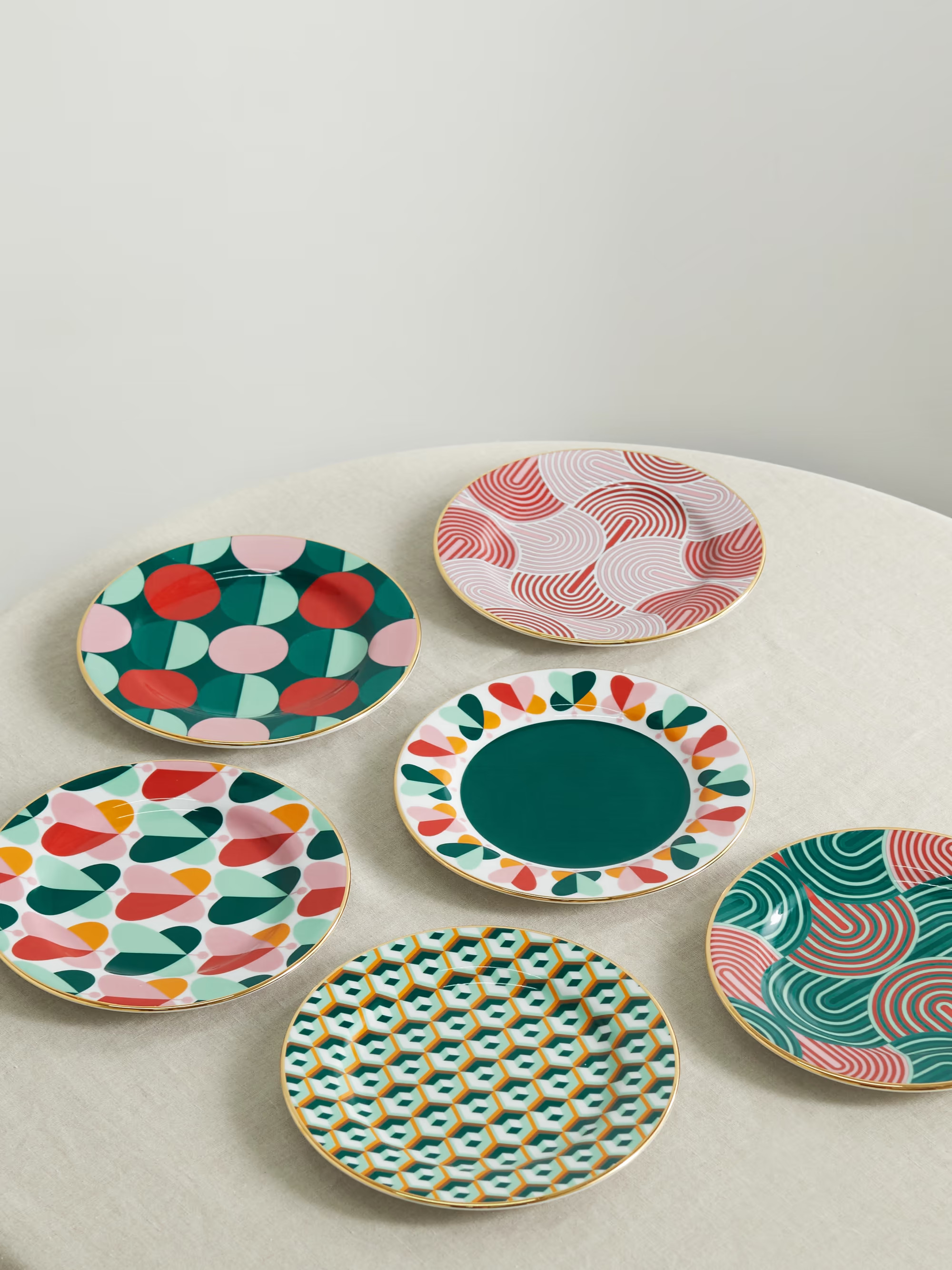 Set of six 20cm gold-plated porcelain dessert plates | NET-A-PORTER (US)