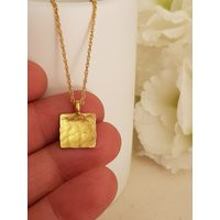 Gold Anniversary Necklace Wedding Hammered Square | Etsy (US)