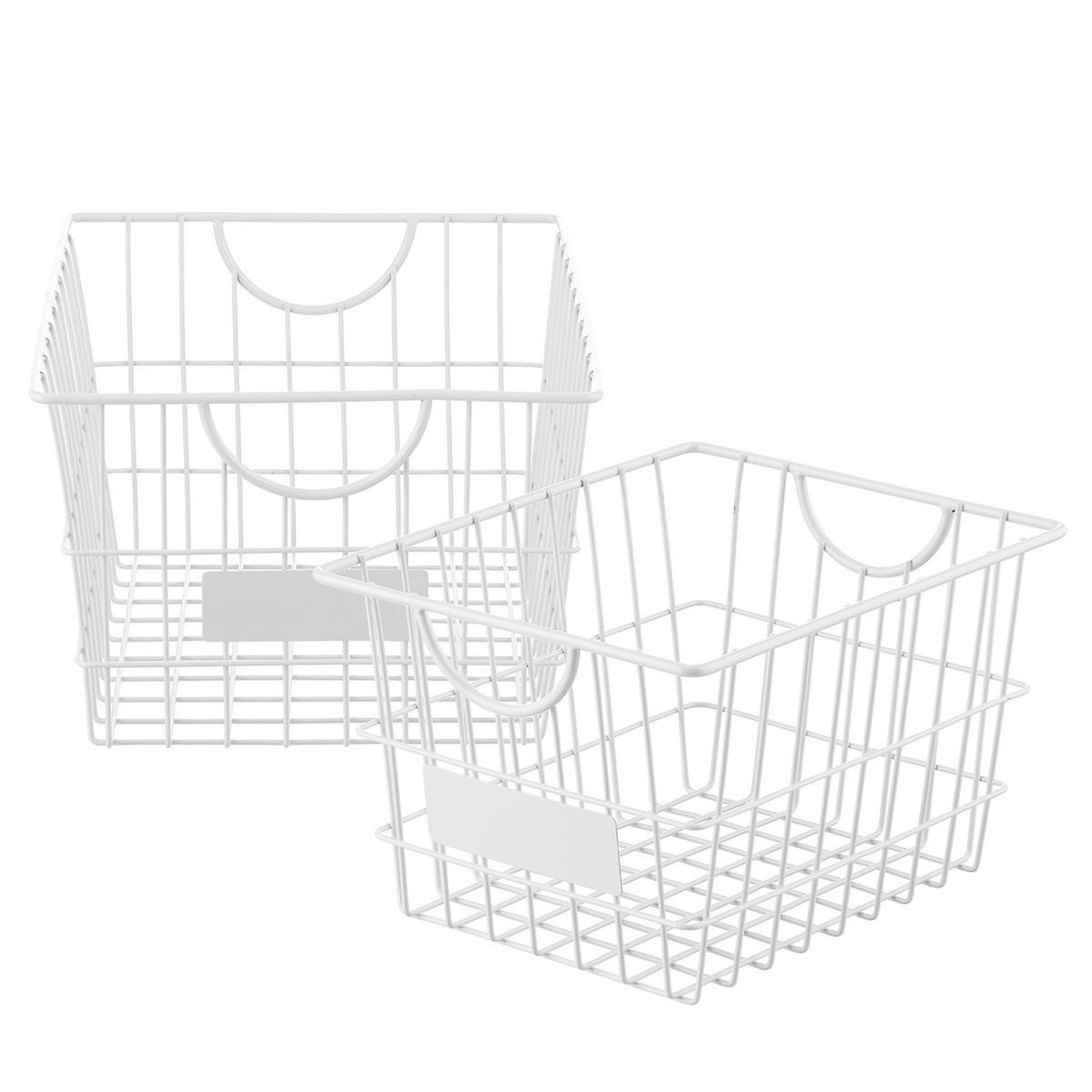 White Wire Storage Baskets with Handles | The Container Store