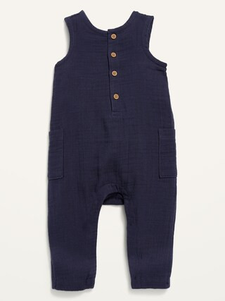 Unisex Double-Weave Sleeveless Henley One-Piece for Baby | Old Navy (US)
