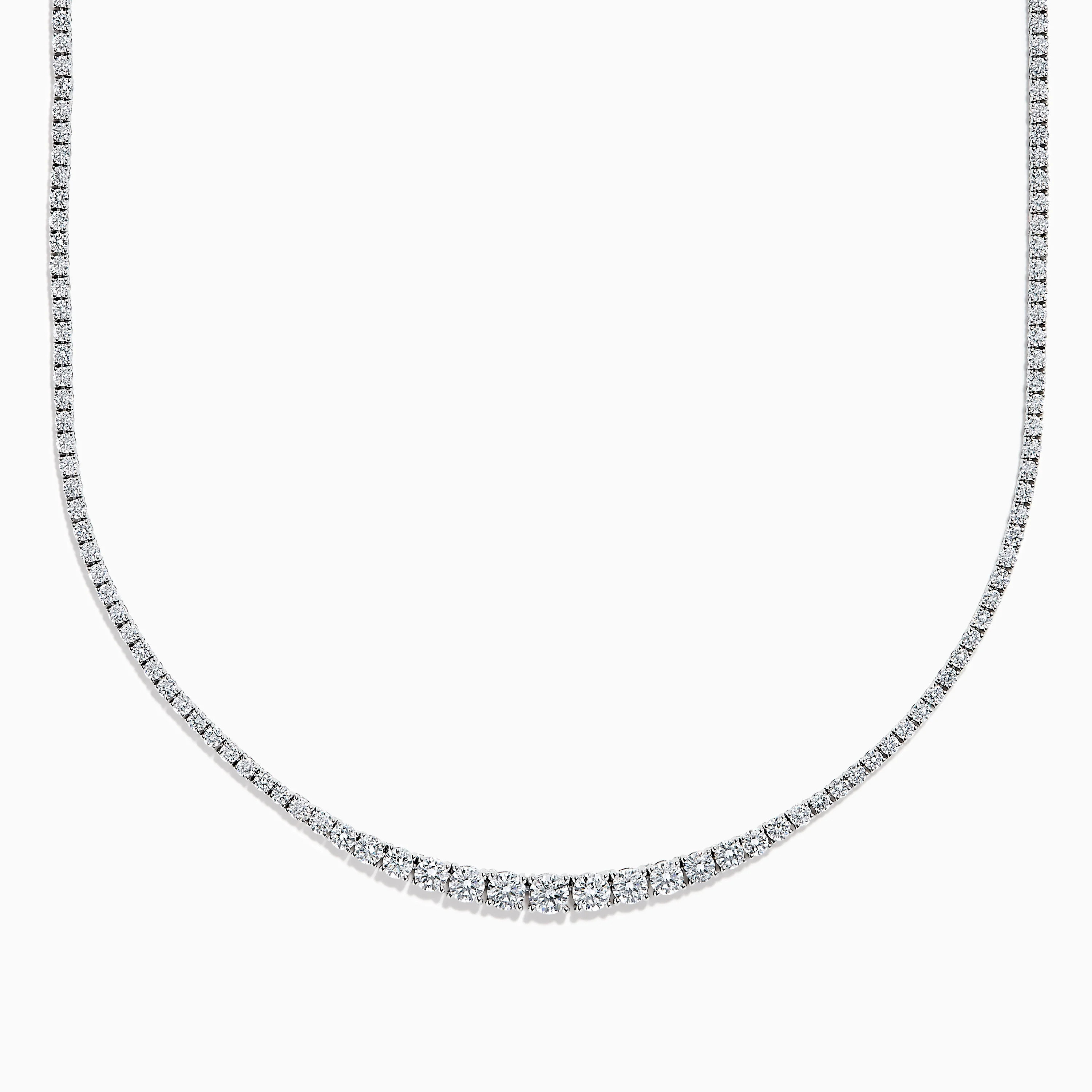 Lab Grown Round Diamond 5.00ct Graduated Tennis Necklace in 14K White Gold | Effy Jewelry