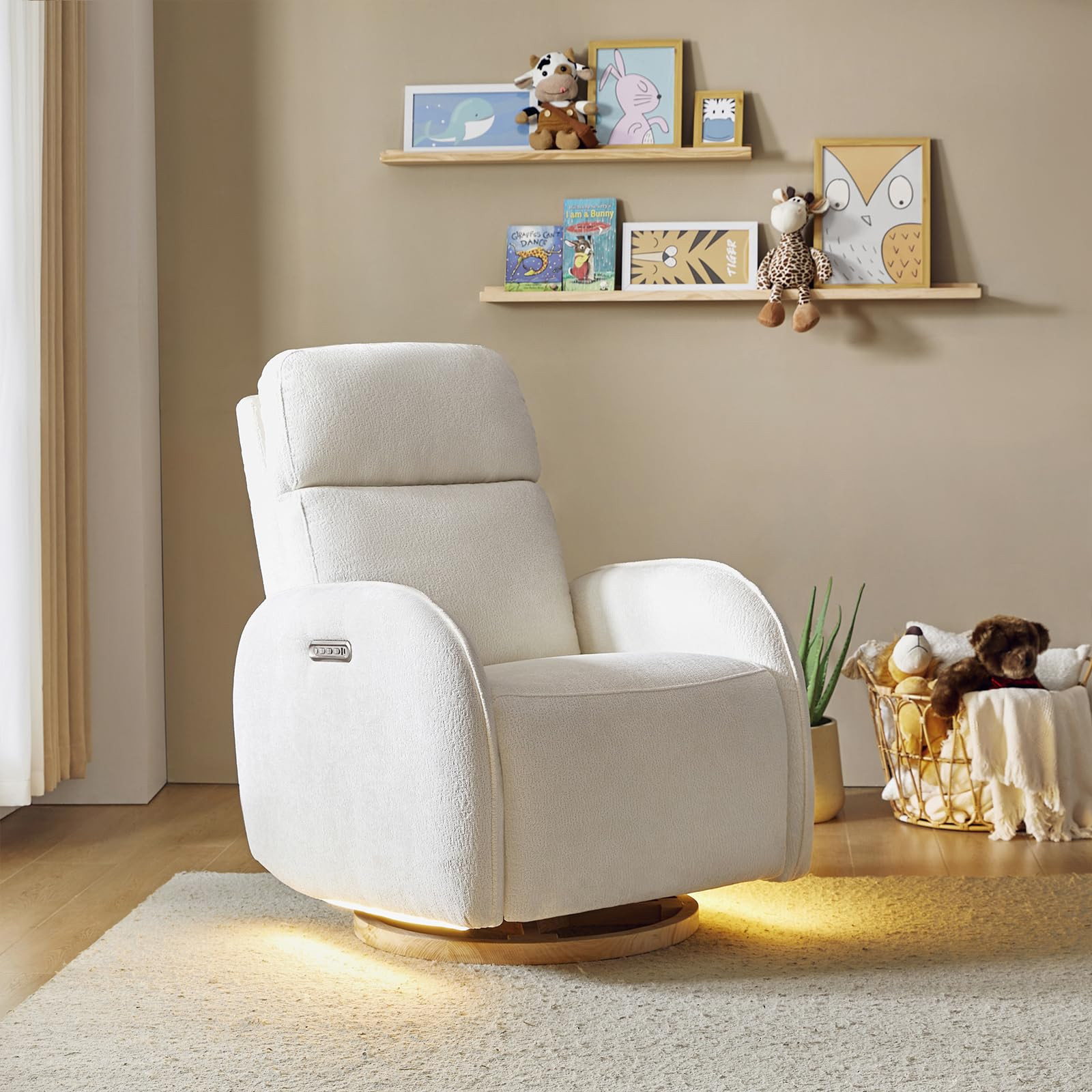 HULALA HOME Glider Recliner Nursery Chair with Adjustable Headrest and Lumbar Support, Modern Pow... | Amazon (US)