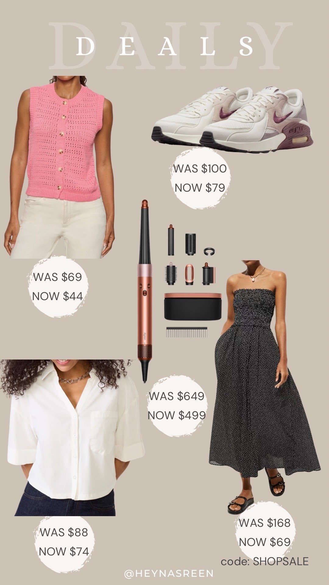 Daily deals on Sanctuary sweater top, Nike sneakers, Dyson Airwrap, J.Crew dress, Evereve cropped shirt 