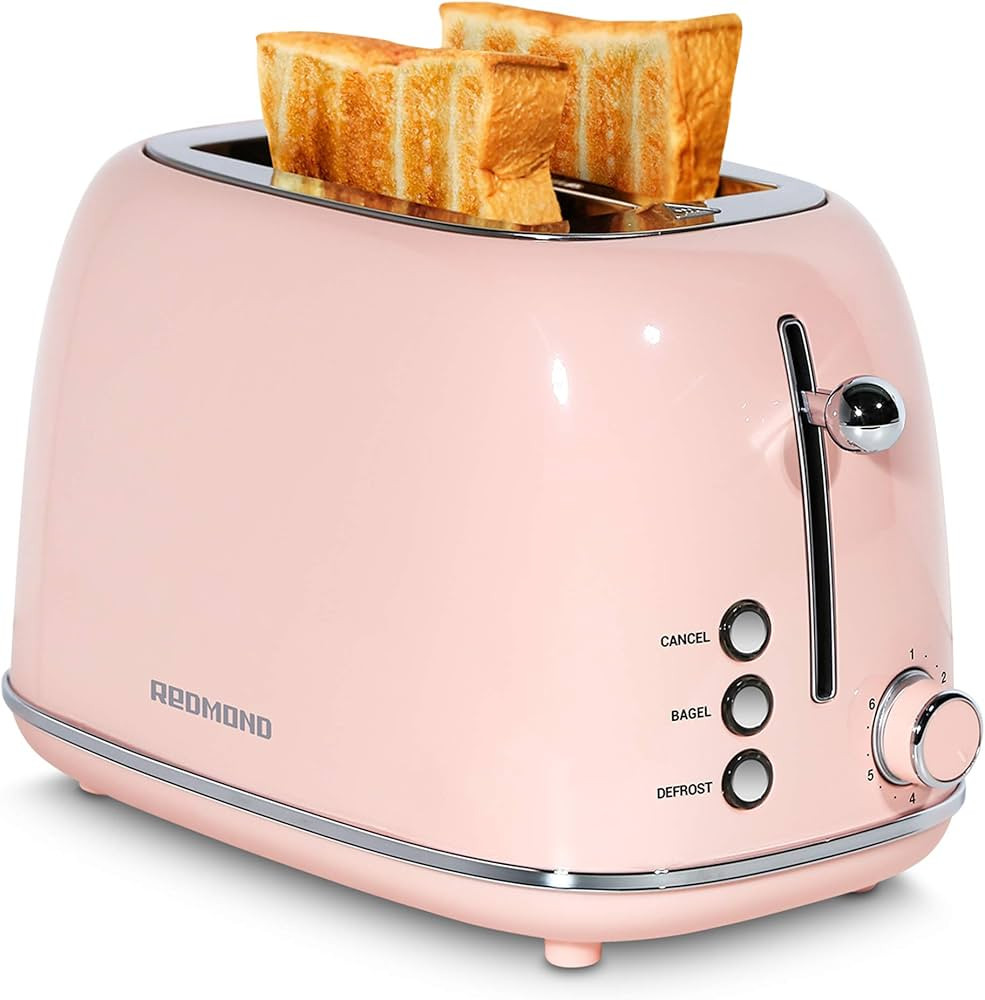 REDMOND 2 Slice Toaster Retro Stainless Steel Toaster with Bagel, Cancel, Defrost Function and 6 ... | Amazon (US)